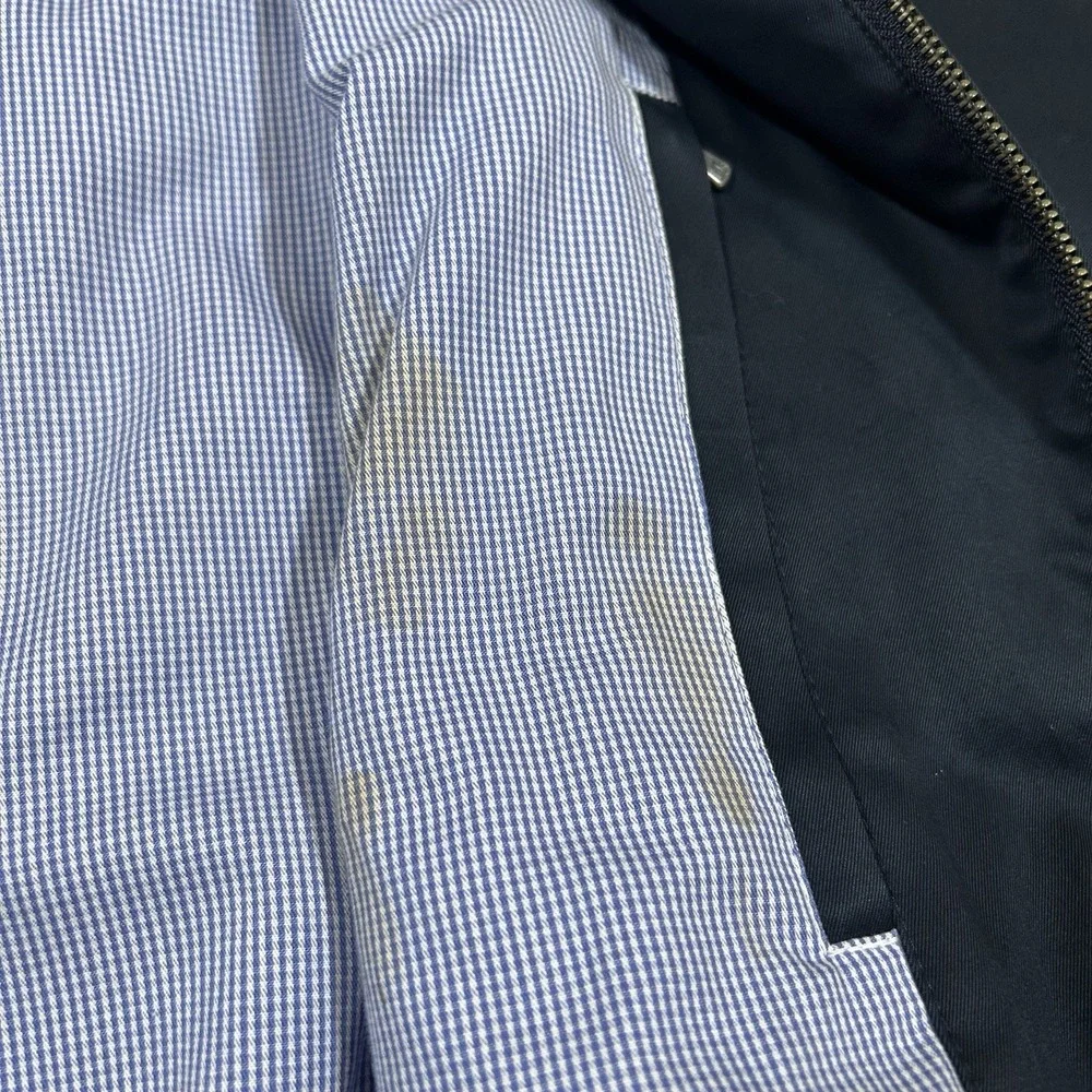 Brooks Brothers Country Club Bomber Jacket Mens XXL Navy Full‎ Zip Plaid Lined